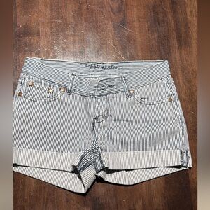 Bluenotes Black and White Striped Jean Shorts